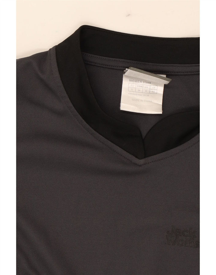 JACK WOLFSKIN Womens Top Long Sleeve UK 10 Small Grey Colourblock Vintage Jack Wolfskin and Second-Hand Jack Wolfskin from Messina Hembry 