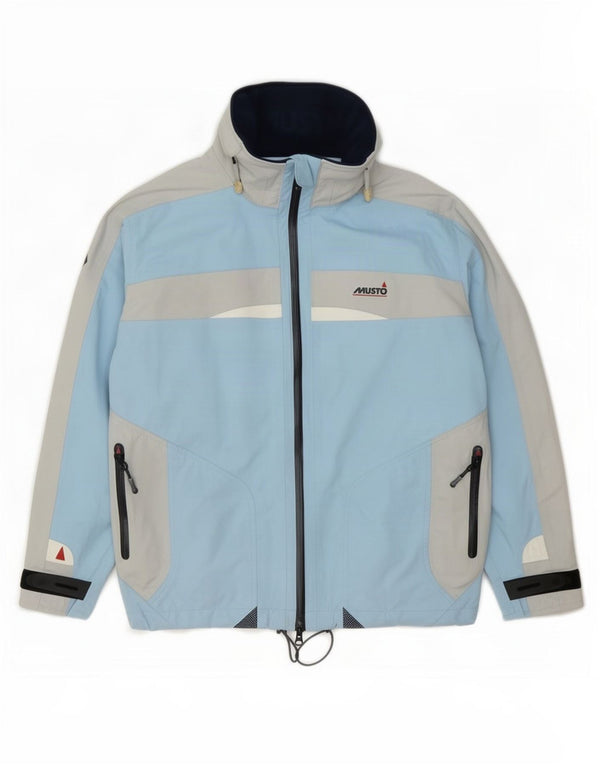 Musto Γυναικείο γραφικό μπουφάν βροχής UK 14 Large Blue Colorblock Nylon