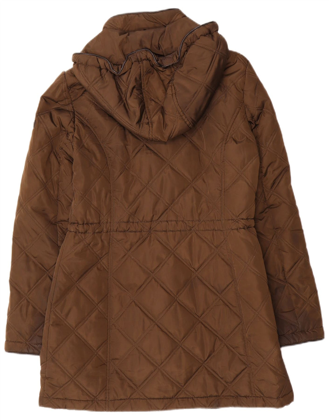 Dkny Γυναικείο Καπιτονέ μπουφάν με κουκούλα UK 10 Small Brown Πολυεστέρας