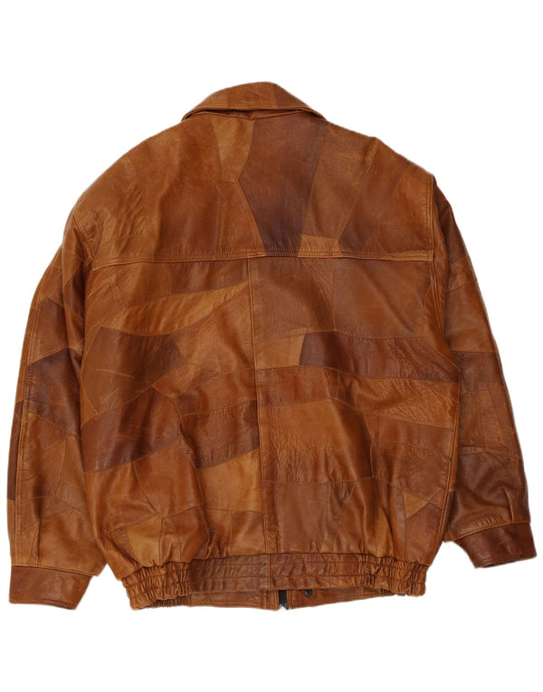 Vintage Ανδρικό Δερμάτινο Μπουφάν UK 42 XL Καφέ Δερμάτινο Patchwork