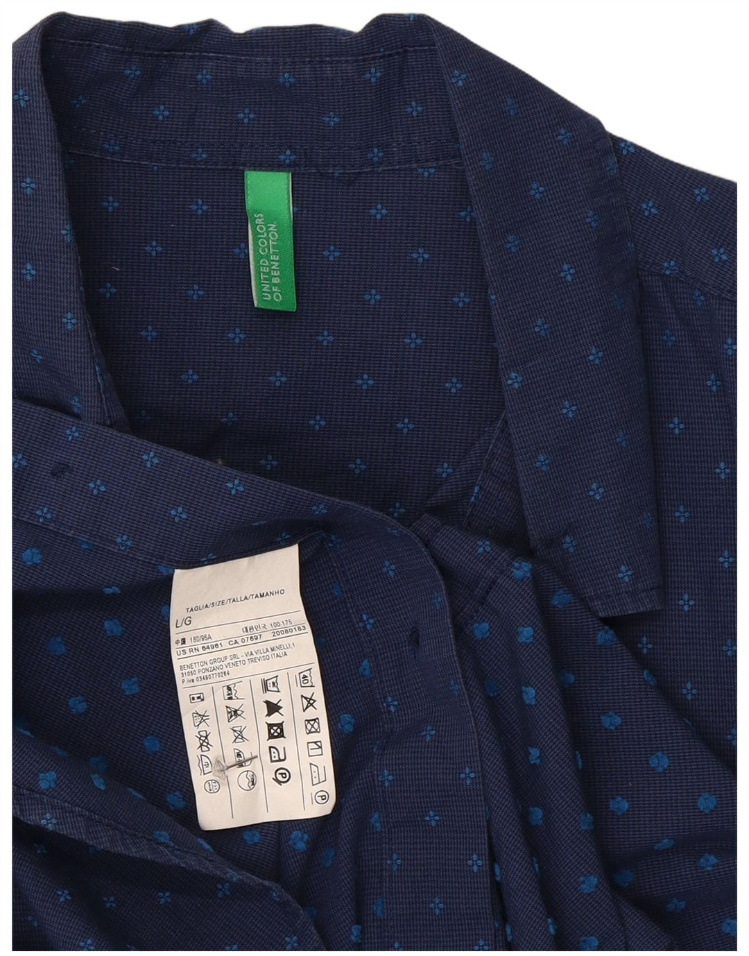 Ανδρικό πουκάμισο Benetton Μεγάλο, Βαμβακερό, μπλε ναυτικό