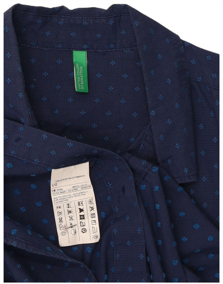 Ανδρικό πουκάμισο Benetton Μεγάλο, Βαμβακερό, μπλε ναυτικό