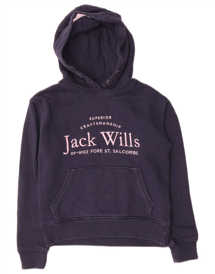 JACK WILLS Γραφικό μπλουζάκι με κουκούλα για κορίτσια 8-9 ετών, μπλε βαμβακερό