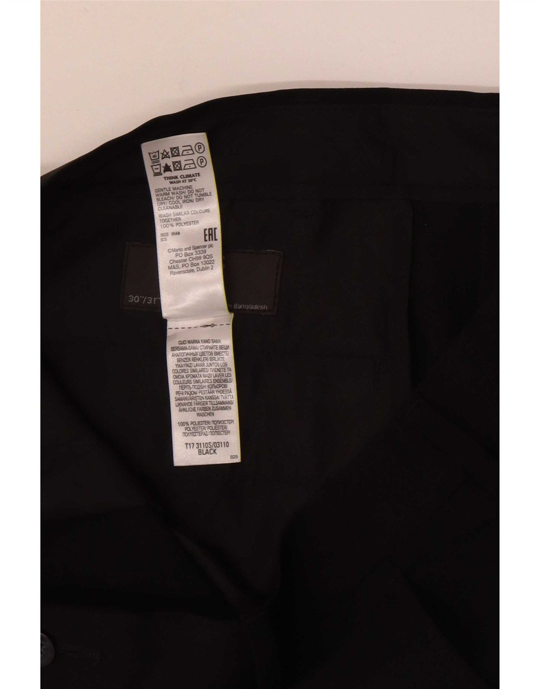 Marks & Spencer Ανδρικό Slim Casual Παντελόνι W30 L31 Μαύρο Πολυεστέρα