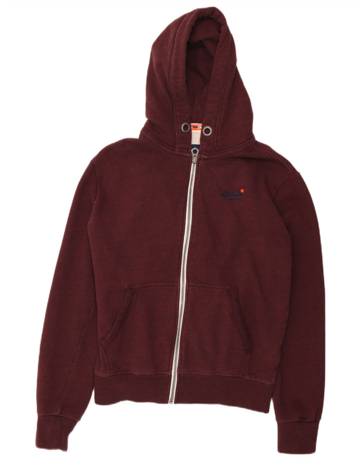 Ανδρικό πουλόβερ με κουκούλα με φερμουάρ Superdry, μεσαίο βαμβακερό μπορντό