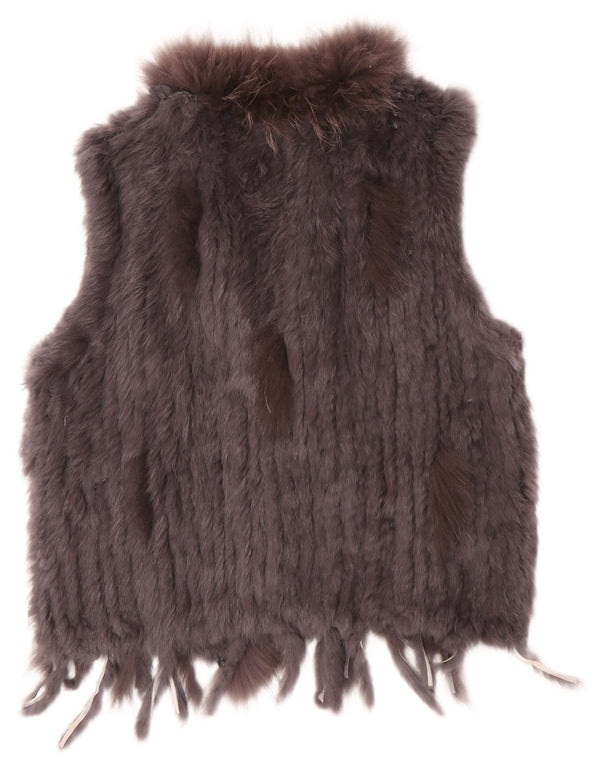Vintage Γυναικεία Faux Fur Gilet UK 14 Large Grey
