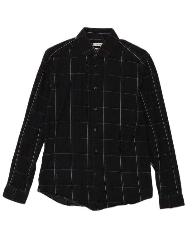 Ανδρικό φανελένιο πουκάμισο Reiss Slim Fit, μεσαίο μαύρο βαμβακερό