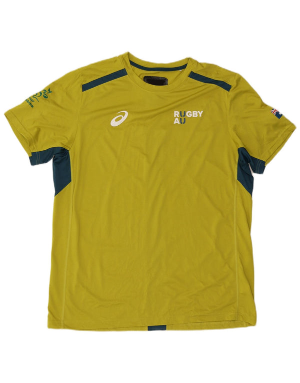 Ανδρικό γραφικό μπλουζάκι Asics Top 2XL κίτρινο πολύχρωμο πολυεστέρα