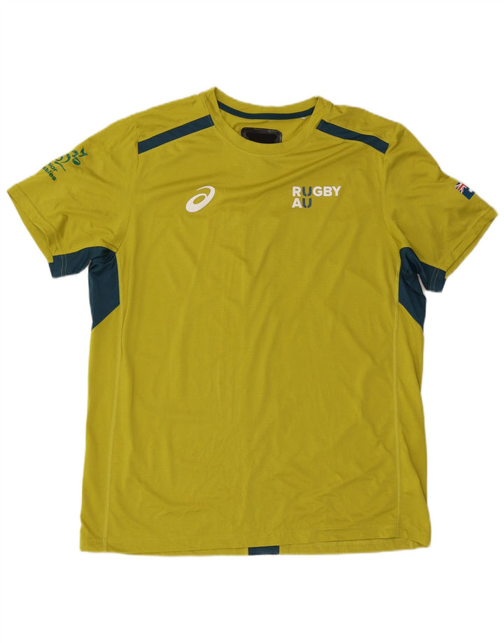 Ανδρικό γραφικό μπλουζάκι Asics Top 2XL κίτρινο πολύχρωμο πολυεστέρα