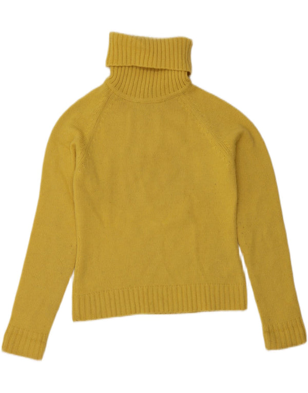 Zara Womens Crop Roll Neck Jumper Sweater UK 10 Small Yellow Acrylic
