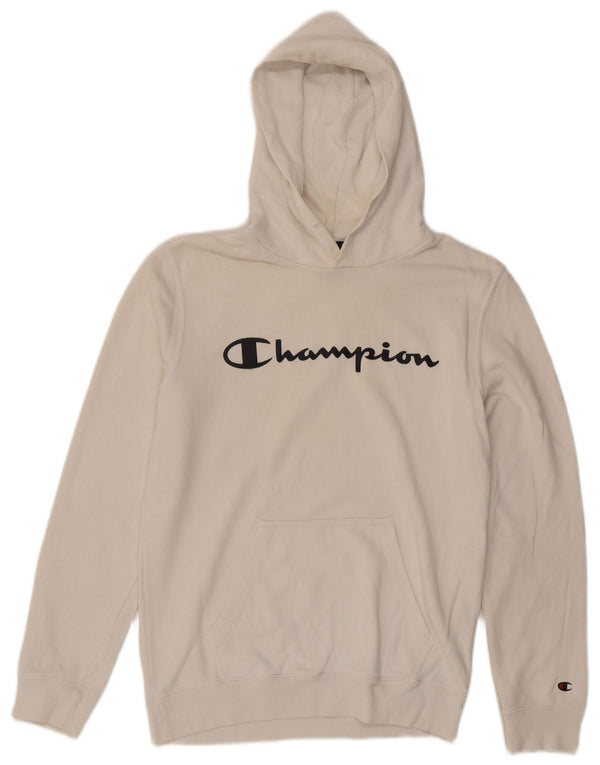 Champion Mens Graphic Hoodie Jumper Medium White