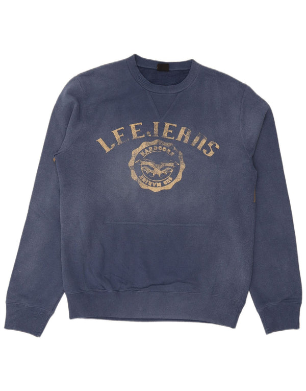 Lee Mens Graphic Sweatshirt Jumper Large Navy Blue Cotton