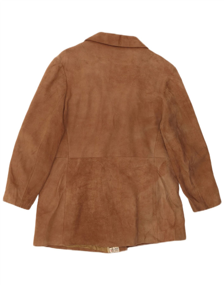 VINTAGE Γυναικείο Suede Παλτό EU 50 3XL Καφέ Δέρμα
