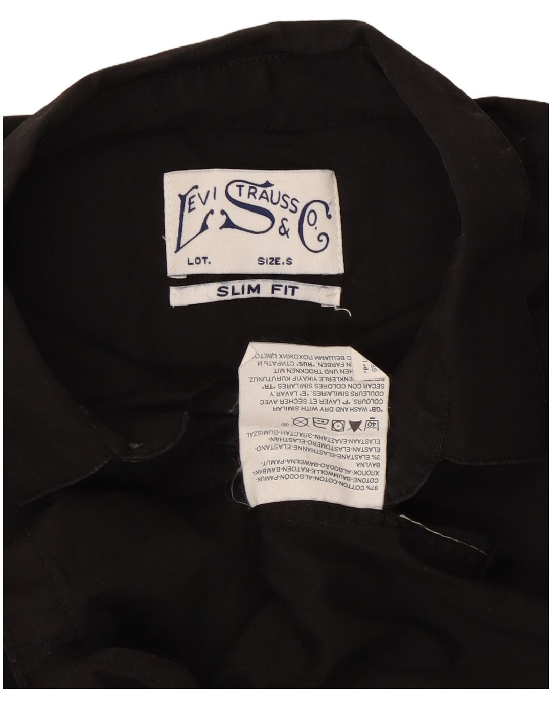 Ανδρικό κοντομάνικο πουκάμισο Levi's Slim Fit Μικρό μαύρο βαμβακερό