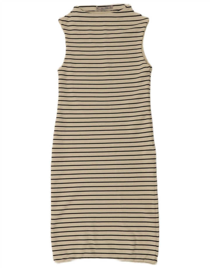 Zara Γυναικείο Αμάνικο Maxi Φόρεμα UK 10 Small White Ride Polyester