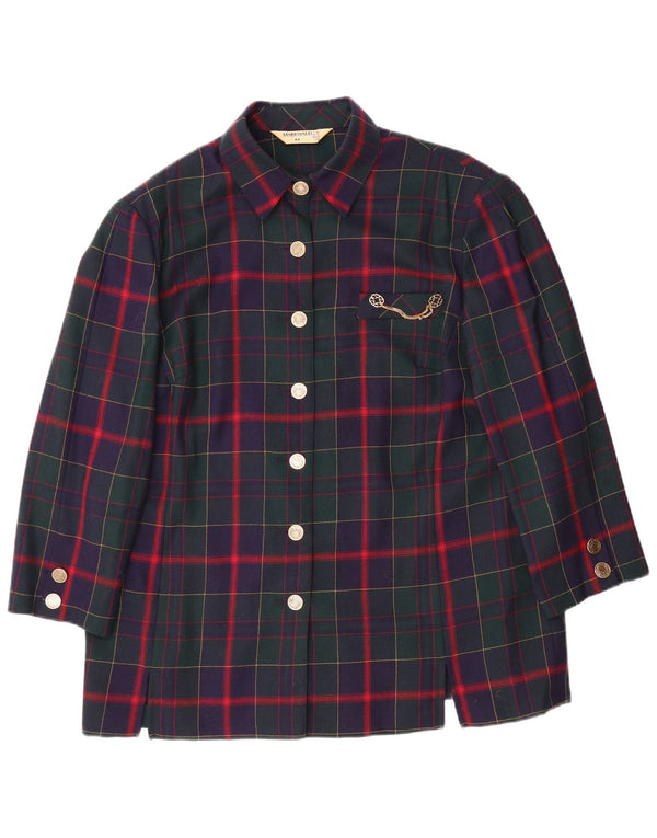 MARKWALD Γυναικείο μανίκι 7 κουμπιά μπουφάν UK 18 XL Navy Blue Check
