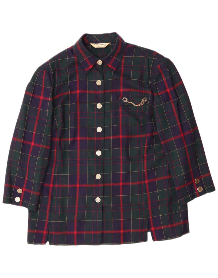 MARKWALD Γυναικείο μανίκι 7 κουμπιά μπουφάν UK 18 XL Navy Blue Check
