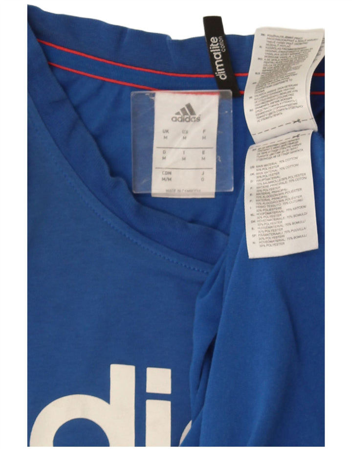 Adidas Ανδρικό γραφικό T-Shirt Climalite Top από μεσαίο μπλε βαμβακερό