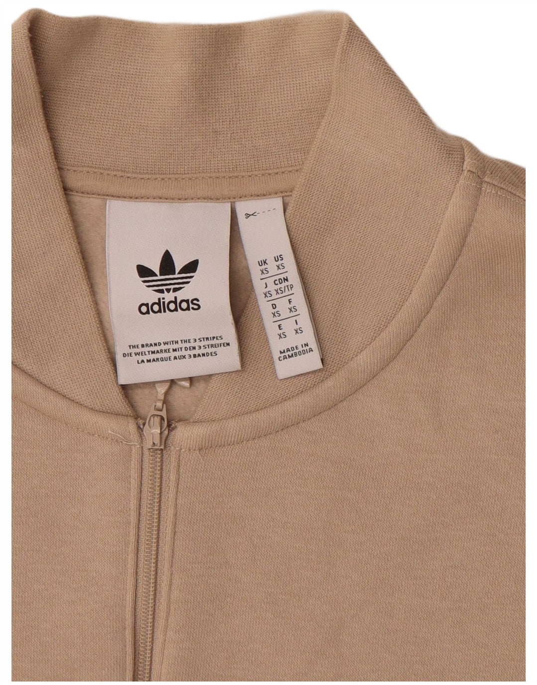 Γραφικό ανδρικό φούτερ με φερμουάρ ADIDAS Jumper XS Μπεζ βαμβακερό χρώμα