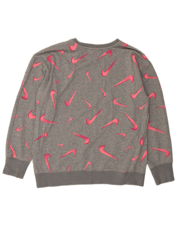 Γραφικό φούτερ για κορίτσια NIKE 13-14 ετών XL Γκρι γεωμετρικό