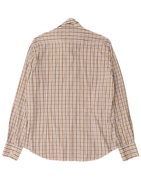 Ted Baker Mens Shirt Size 3 Medium Beige Check Cotton