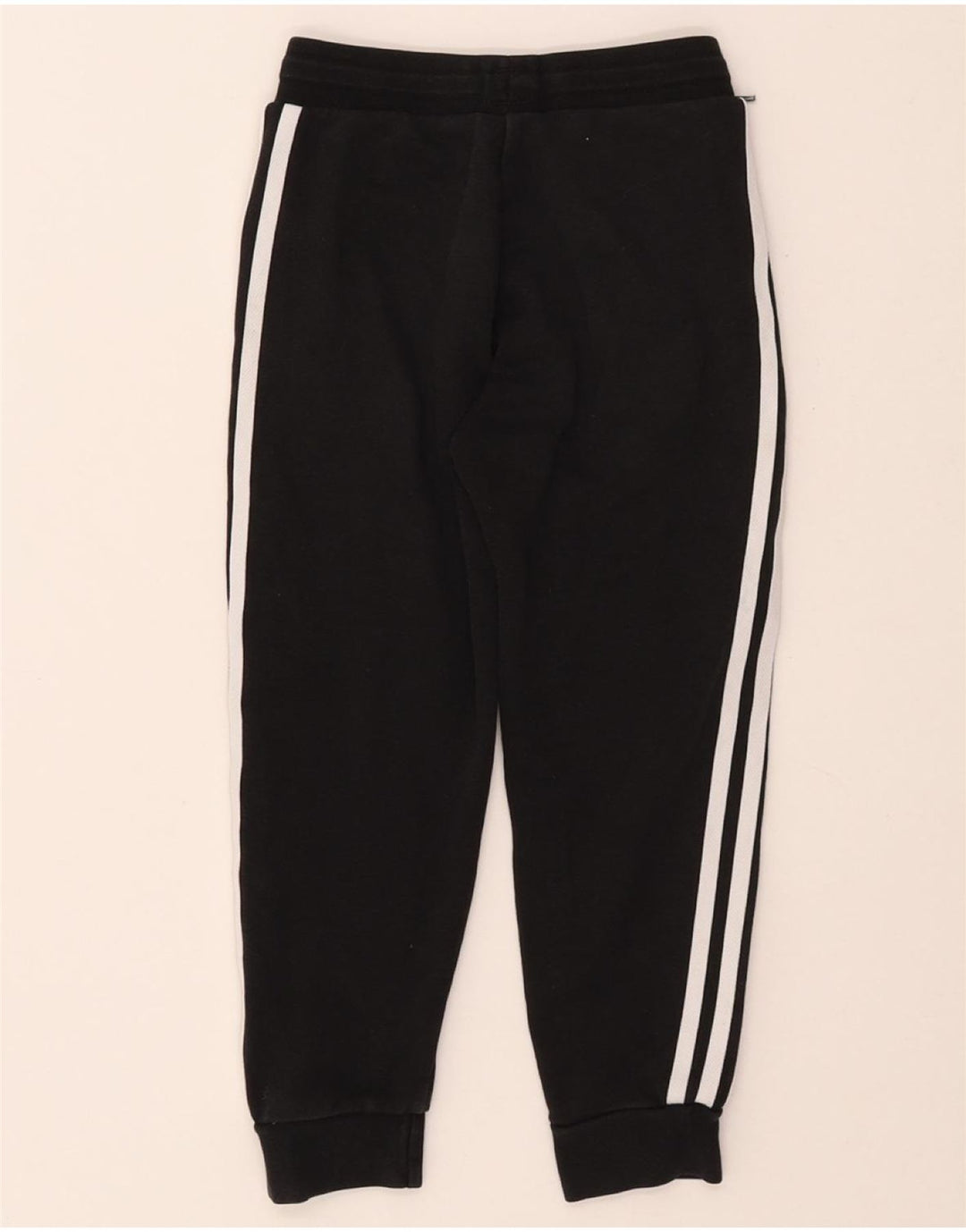 ADIDAS Boys Tracksuit Trousers Joggers 6-7 ετών Μαύρο Βαμβακερό