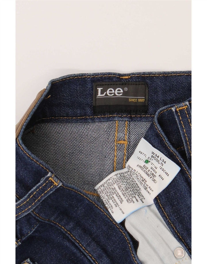 Lee Mens Brooklyn Straight Jeans W34 L34 Blue Cotton
