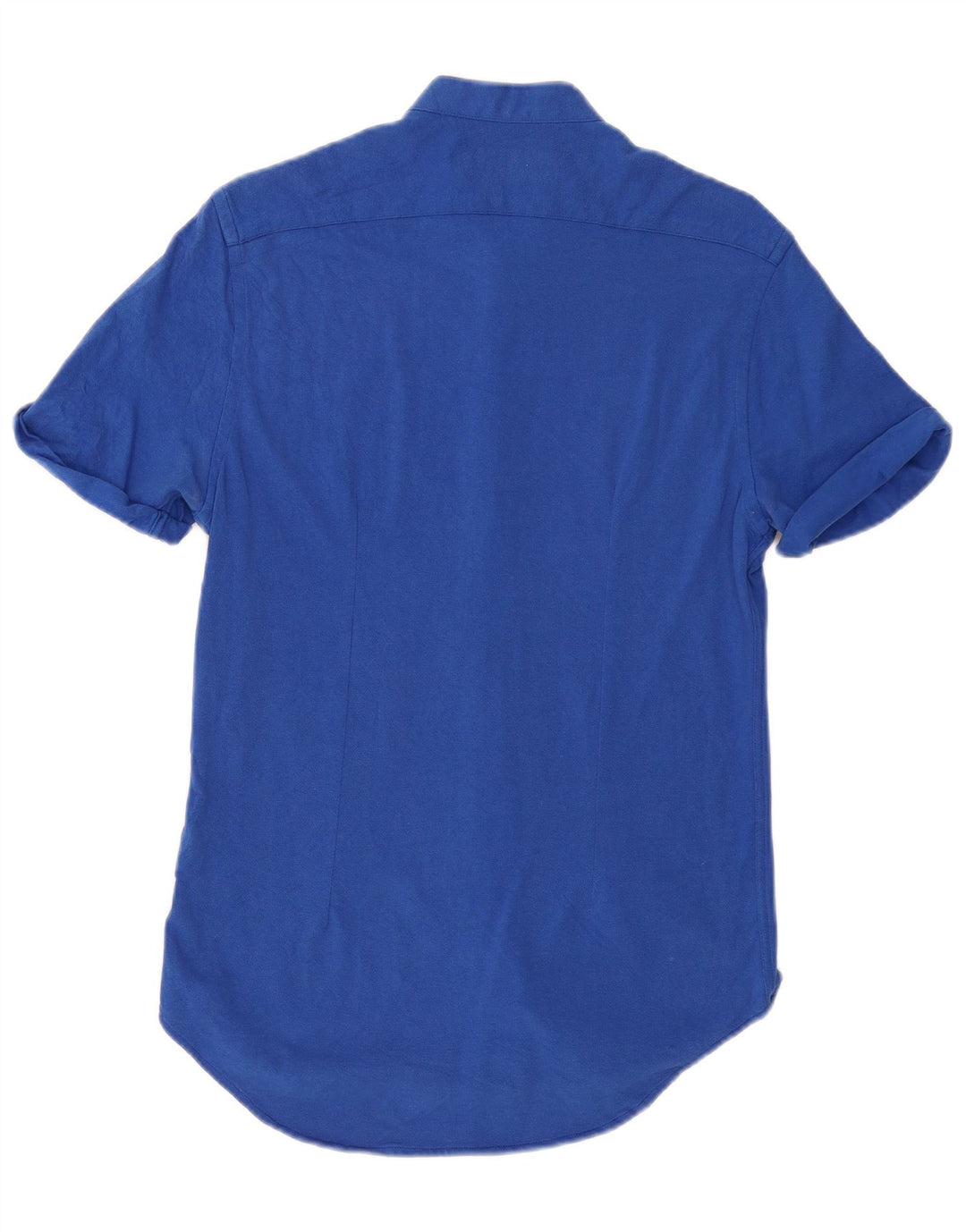 Ανδρικό κοντομάνικο πουκάμισο ZARA με λεπτή εφαρμογή, μεσαίο μπλε βαμβακερό