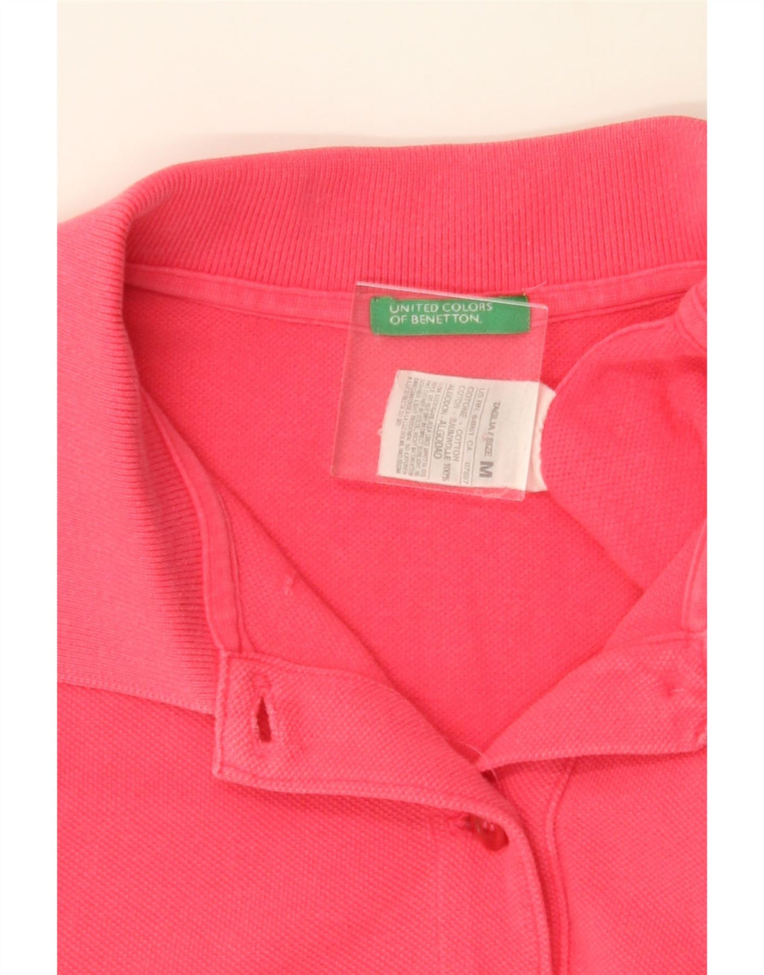 BENETTON Womens Polo Shirt UK 14 Medium Pink Cotton Vintage Benetton and Second-Hand Benetton from Messina Hembry 