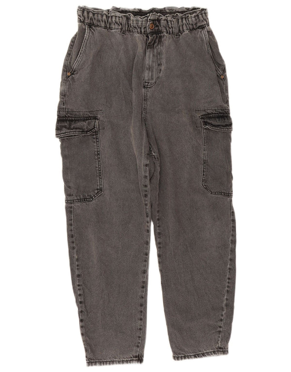 Zara Womens Crop Cargo Loose Jeans EU 40 Medium W32 L25 Γκρι βαμβακερό
