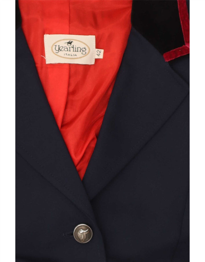Vintage γυναικείο τζάκετ ιππασίας 4 κουμπιών IT 42 Medium Navy Blue Wool