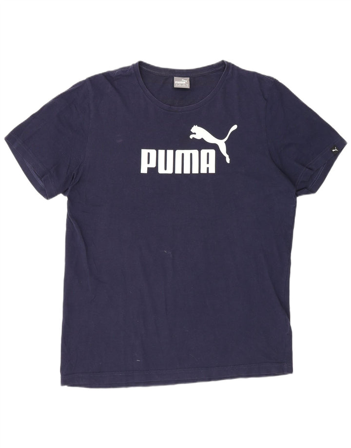 Ανδρικό γραφικό T-Shirt Puma Top από μεσαίο μπλε ναυτικό βαμβακερό