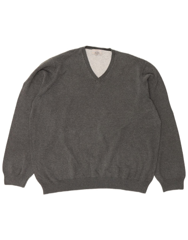 Marks & Spencer Ανδρικό πουλόβερ με λαιμόκοψη 2XL γκρι βαμβακερό