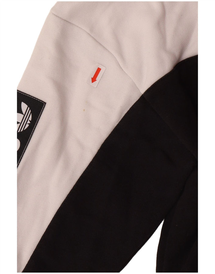 Γυναικεία γραφική φούτερ ADIDAS Crop Jumper UK 8 Small White Colourblock