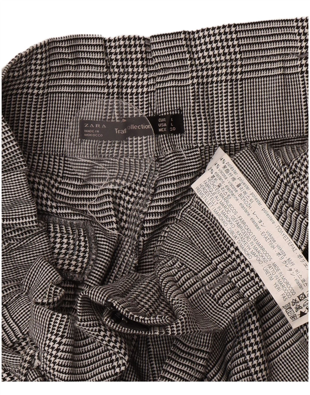 Zara Γυναικείο Ψηλόμεσο Σορτς Chino Μεγάλο W30 Γκρι Πολυεστέρας Houndstooth