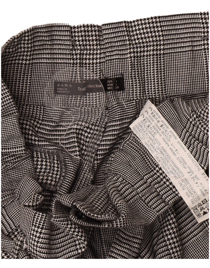 Zara Γυναικείο Ψηλόμεσο Σορτς Chino Μεγάλο W30 Γκρι Πολυεστέρας Houndstooth