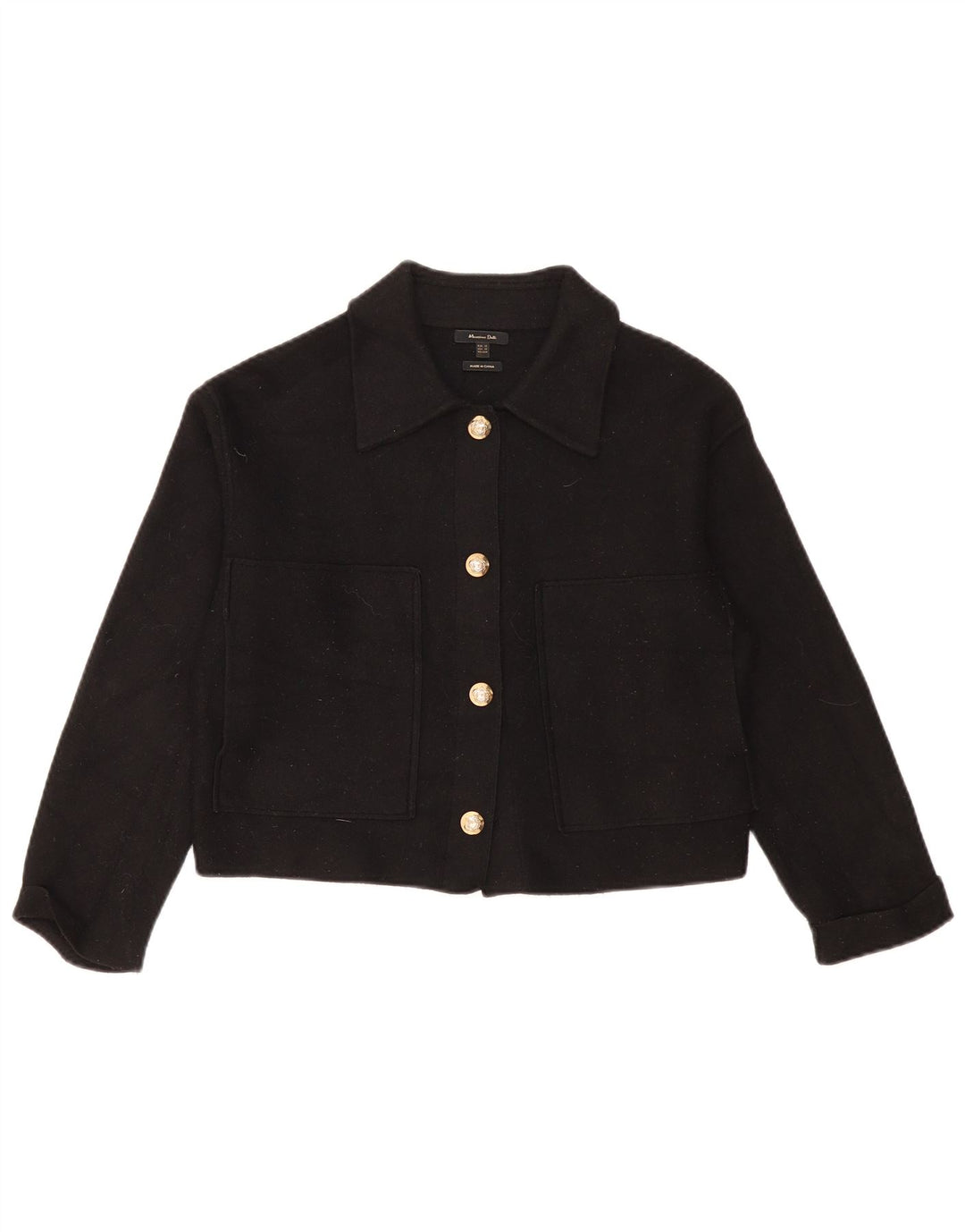 Massimo Dutti Γυναικείο Crop Oversized μπουφάν Bolero UK 6 XS Μαύρο