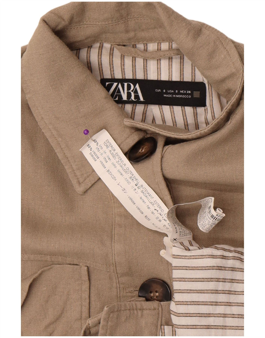 Zara Womens Crop Oversized Bomber Jacket UK 10 Small Beige Lenn