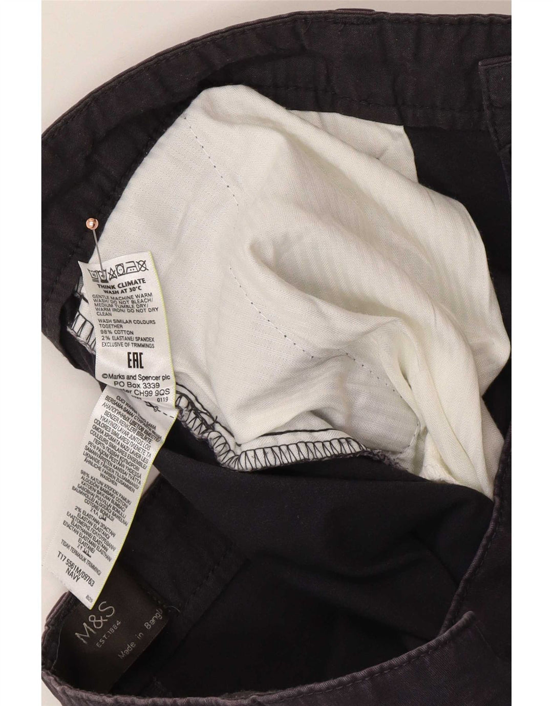Ανδρικό σορτς Chino Marks & Spencer W36 Large Navy Blue από βαμβάκι