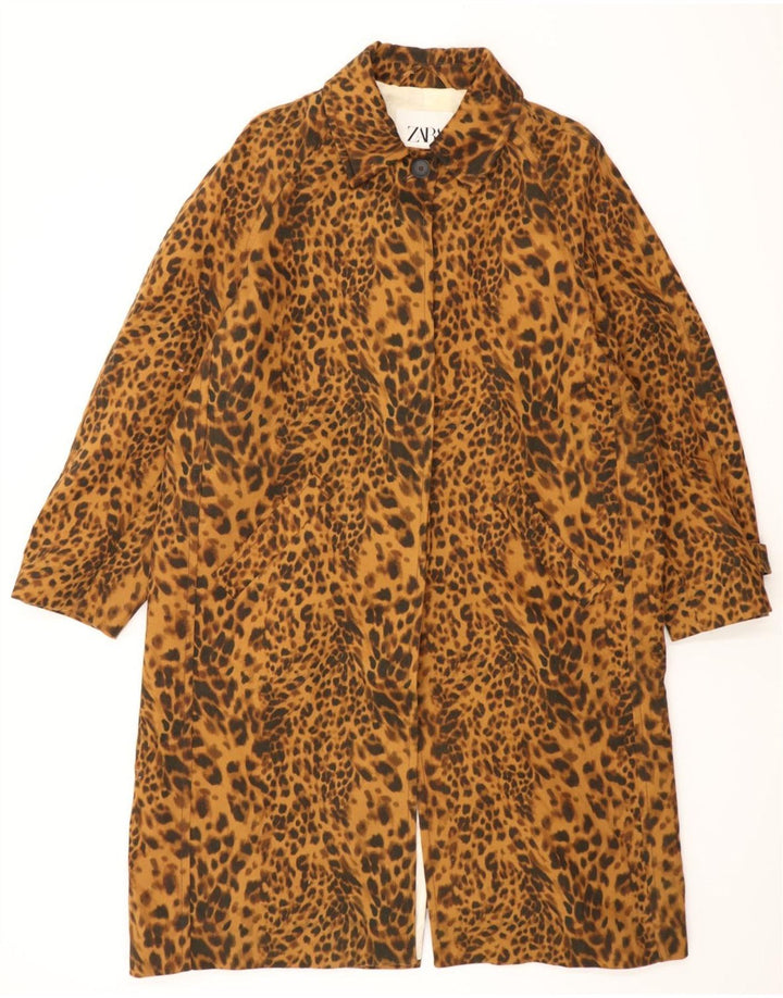Zara Γυναικείο Oversized Πανωφόρι UK 14 Medium Brown Animal Print Βαμβακερό