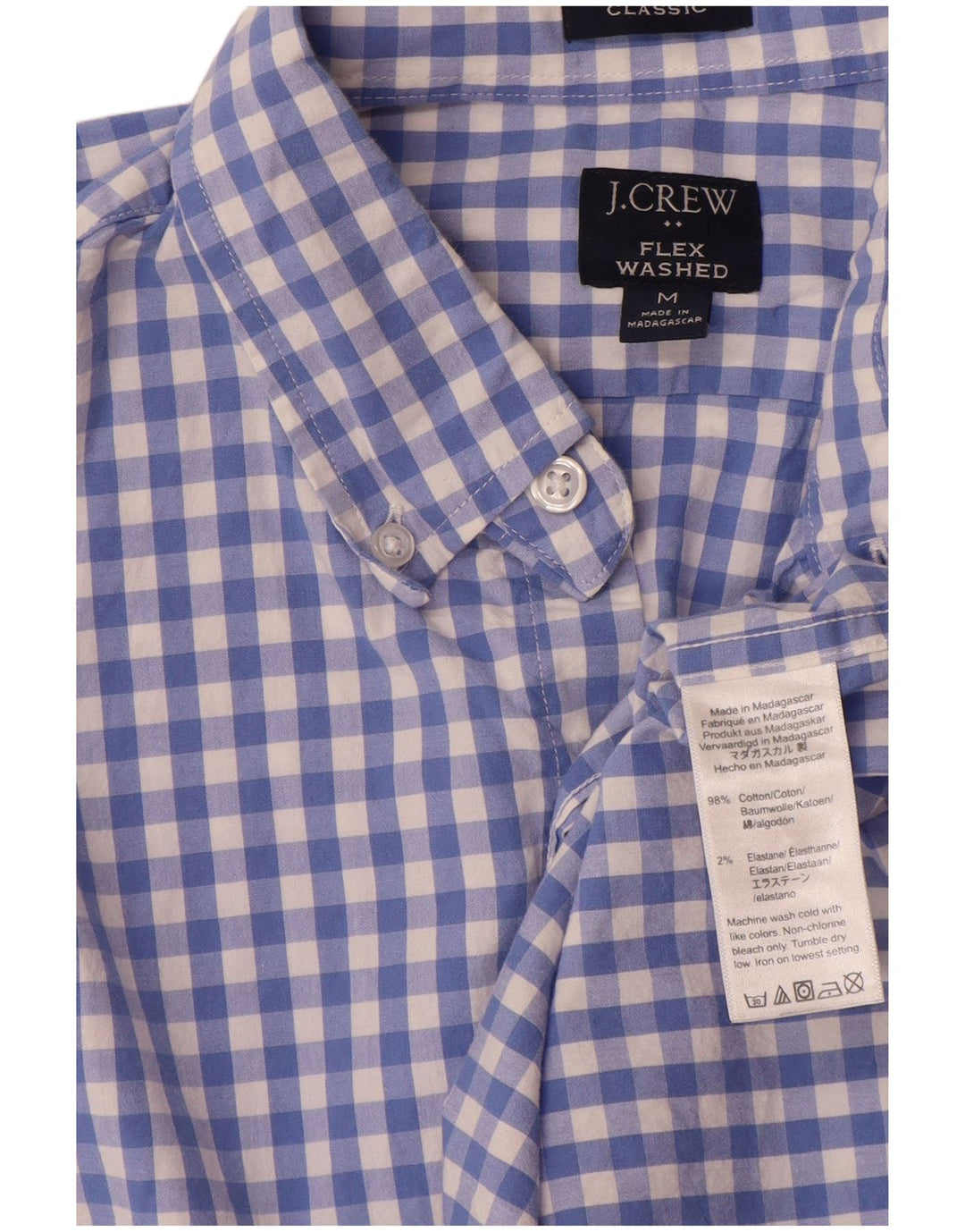 Ανδρικό πουκάμισο J. CREW Classic Fit Medium Blue Gingham Cotton
