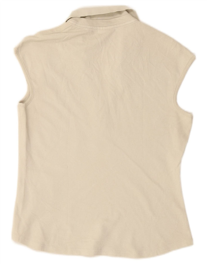 Γυναικείο αμάνικο μπλουζάκι πόλο LACOSTE Μέγεθος 44 Μεγάλο λευκό βαμβακερό