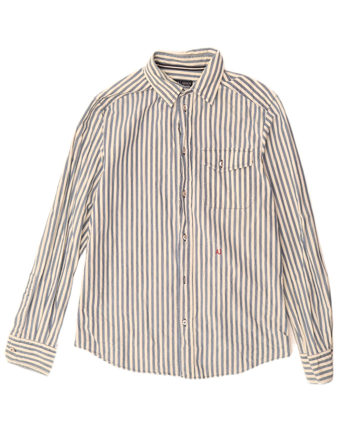 Ανδρικό πουκάμισο ARMANI JEANS Βαμβακερό με μεσαίο μπλε ρίγες