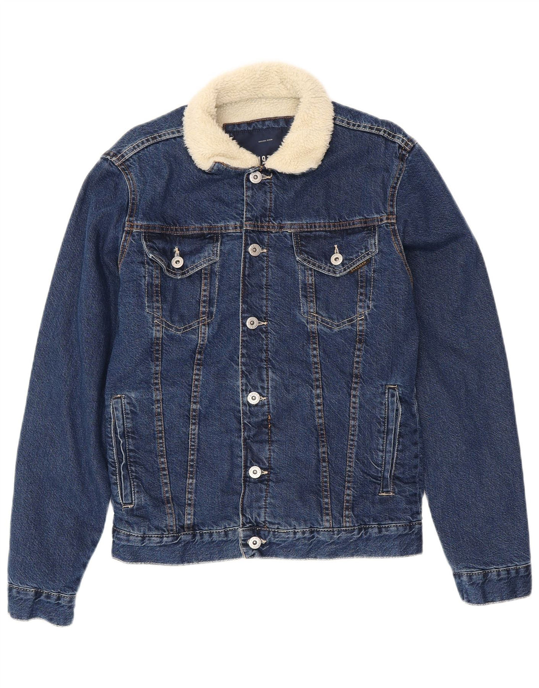 Ανδρικό τζιν μπουφάν ZARA Sherpa UK 40 Large Navy Blue Cotton