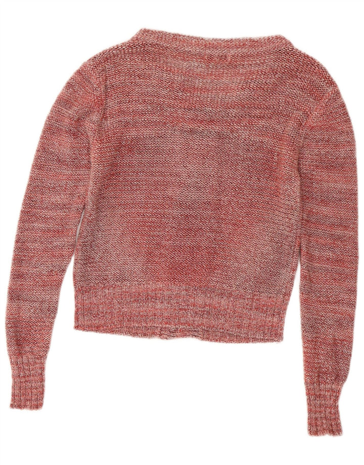 Γυναικείο πουλόβερ REISS Crop Cardigan UK 10 Small μπορντό βαμβακερό