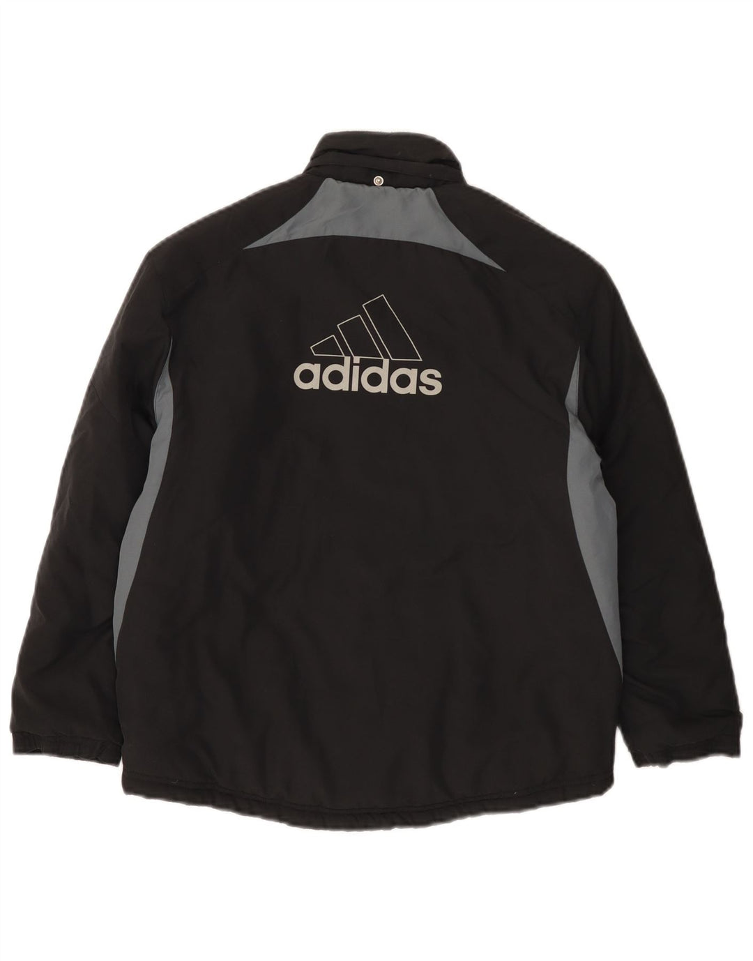 ADIDAS Boys Graphic Windbreaker Jacket 9-10 Years Black Colourblock