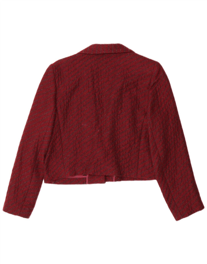 Vintage γυναικείο σακάκι σακάκι με 1 κουμπί IT 44 μεσαίο μπορντό ριγέ