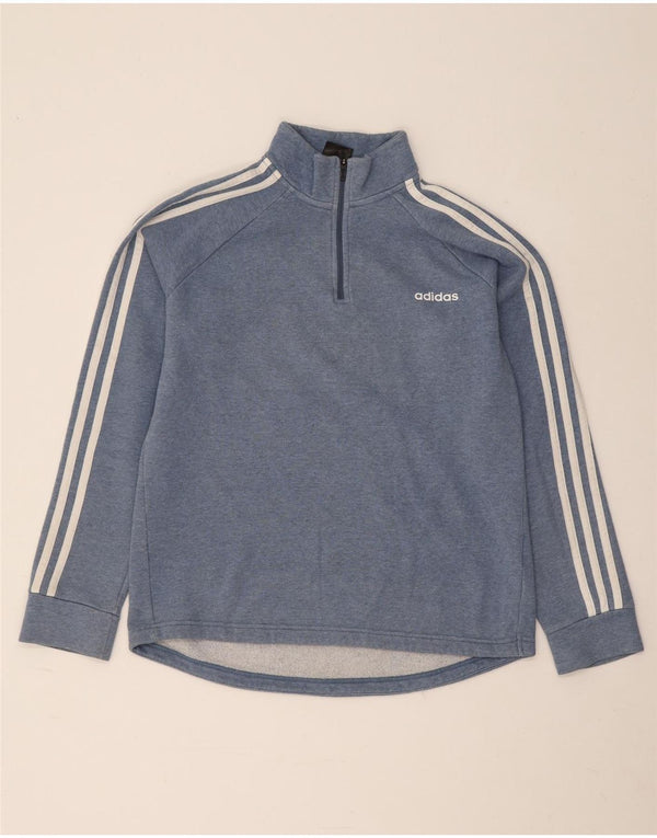 Γυναικείο φούτερ Adidas με φερμουάρ Jumper UK 12/14 μεσαίο μπλε βαμβακερό