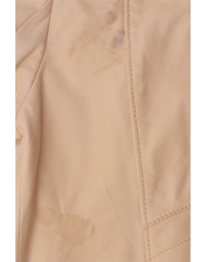 Iceberg Γυναικείο Δερμάτινο Μπουφάν Biker UK 14 Medium Off White Δερμάτινο