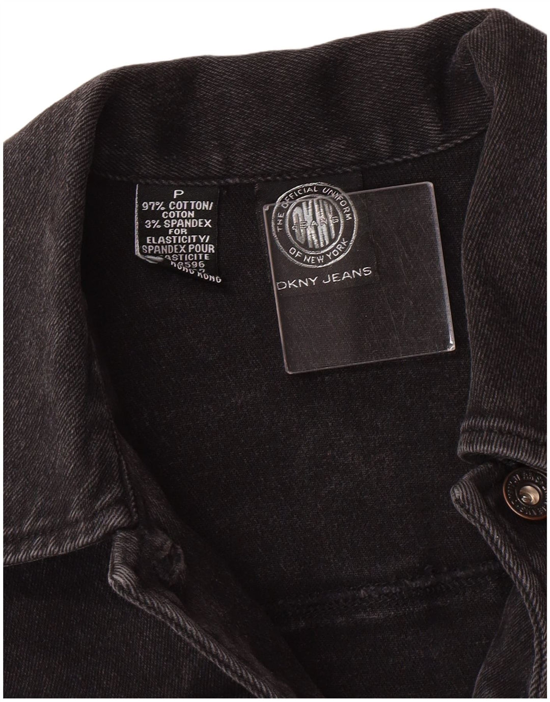 Dkny Γυναικείο Petite Denim Τζιν Μπουφάν UK 6 XS Black Cotton Classic